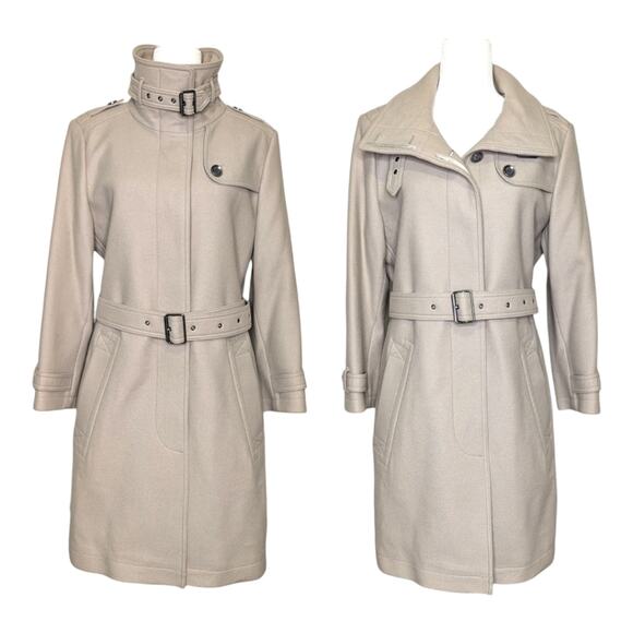Burberry Rushworth wool cashmere single breasted neutral beige coat 14 - Picture 1 of 13